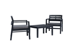 Vidaxl Conjunto Lounge Para Jardim 3 Pcs Plástico Antracite