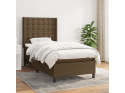 Cama Com Molas/colchão 100x200 Cm Tecido Castanho-escuro