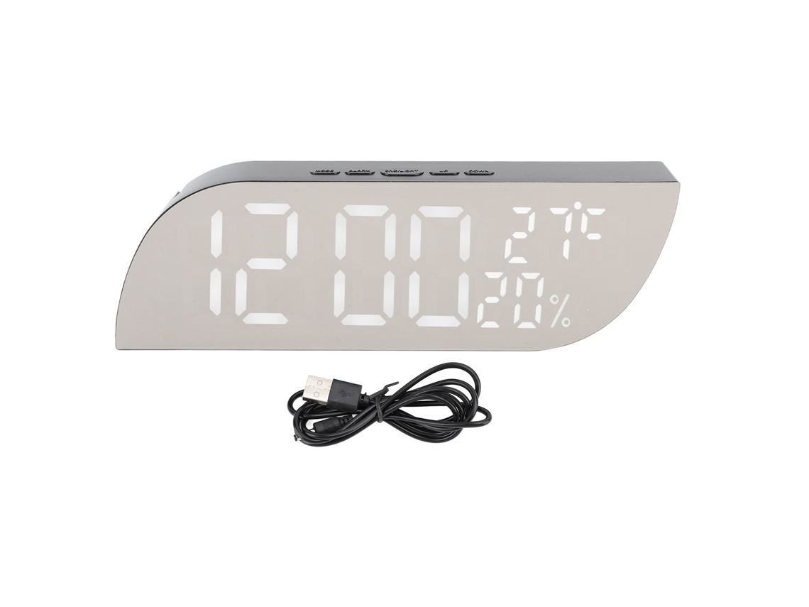 Relógio De Mesa Digital Silêncio Temperatur E Umidade