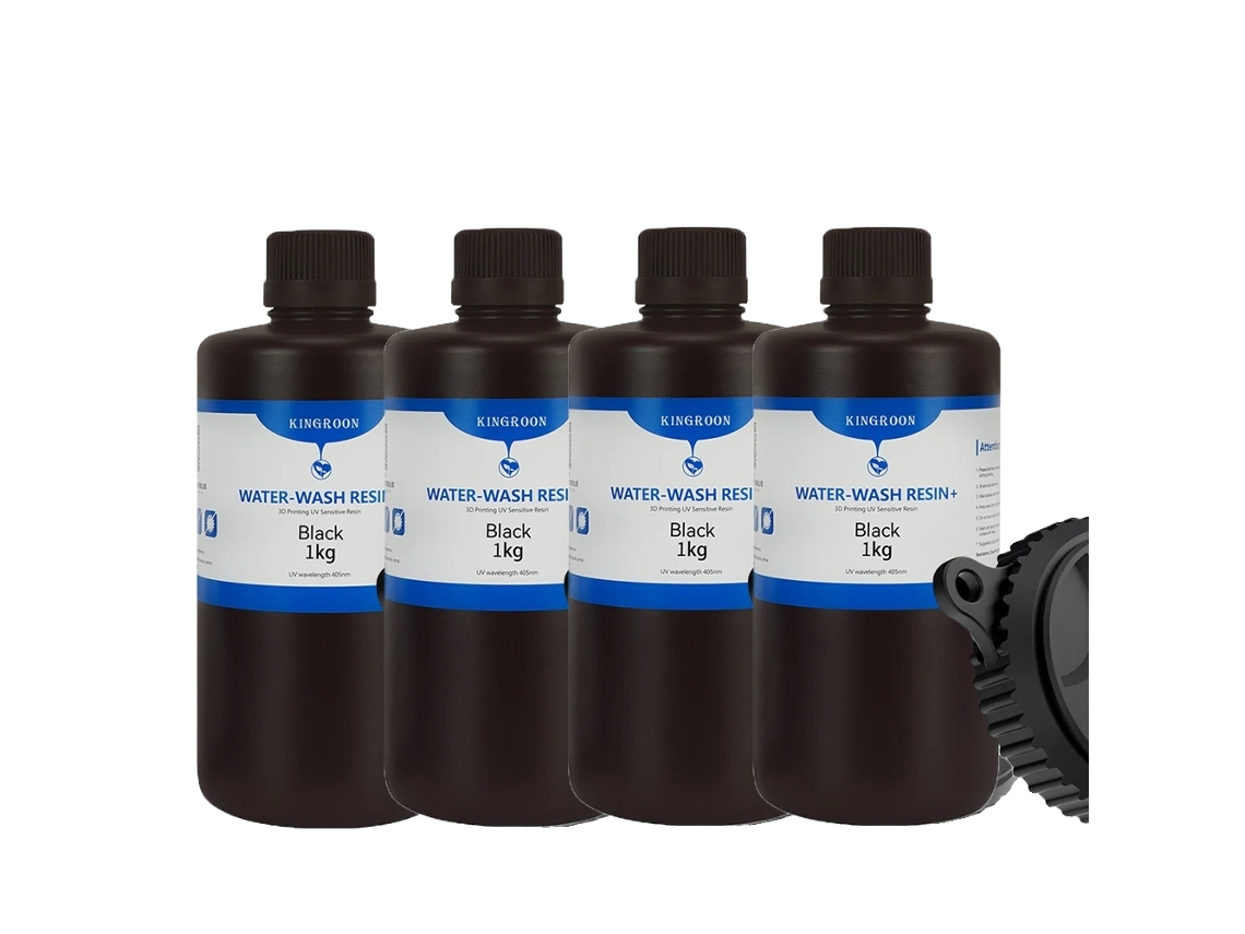 Resina para impressão 3D, lavável em água, alta qualidade de impressão, 4 kg, preta, OEM