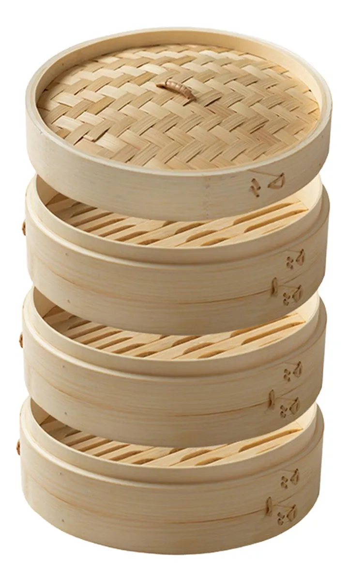 Cesta De Bambu Para Bolinhos, Diâmetro 27 Cm, 3 Camadasvayotoy