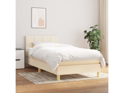 Vidaxl Cama Com Molas/colchão 100x200 Cm Tecido Cor Creme