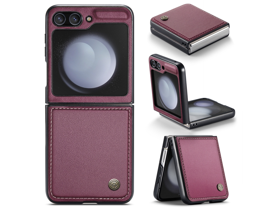 Nova Capa Dobrável Para Celular Em Couro Sintético Com Proteção Antirroubo.samsung Z Flip5 Vermelho
