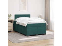 Vidaxl Cama Box Spring Com Colchão E Led Verde-escuro 120 X 190 Cm