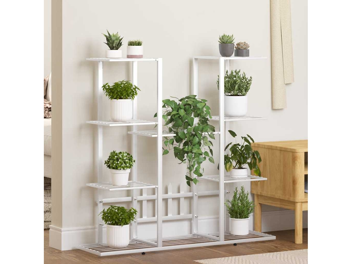 Vidaxl Suporte De Vasos 94,5x25x89 Cm Ferro Branco