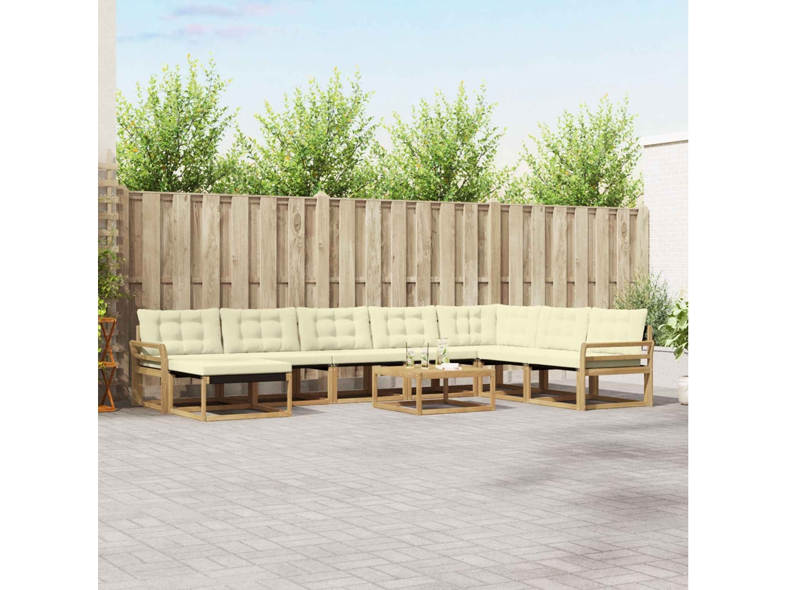 Vidaxl Conjunto De Sofás Para Exterior 9 Unid. Branco E Creme