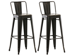 Conjunto De 2 Bancos De Bar Mason Preto E Ouro Clp