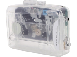 Fockety Leitor Cassetes Portátil, Usb Ou Pilhas, Rétro Transparente, Magnetofones Écouteurs, Cassete (branco