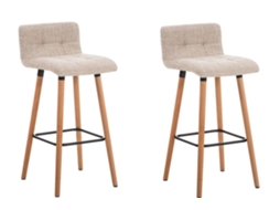 Conjunto De 2 Bancos De Bar Lincoln Em Tecido Natura/creme Clp