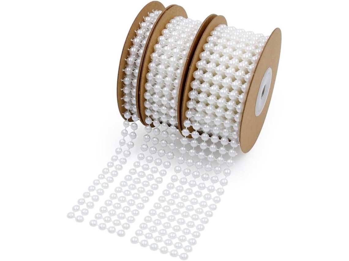 Fitas De Pérolas Brancas, Acessórios Charmosos E Elegantes, 3 Rolos De Algodão Reutilizáveis, De 2 A 6