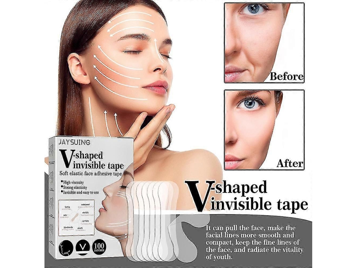 Adesivo Facial Evago para Lifting Facial, Fita Adesiva Invisível para o Rosto, Fita Adesiva Elástica GOKOCO