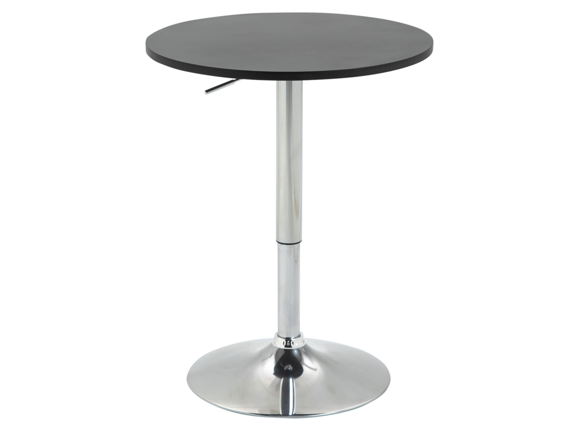 Mesa de Bar com Altura Ajustável, Base Redonda e Antiderrapante, Ideal para Cozinha e Sala de Jantar, Ø60x69 93 Cm, Preta. ESSÊNCIACASA