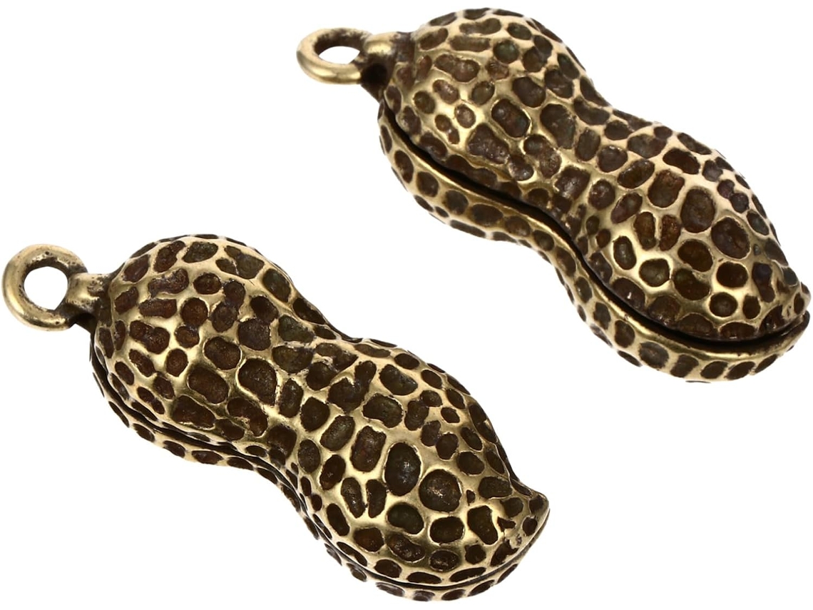 Conjunto De 2 Chaveiros Criativos Em Latão Em Formato De Amendoim, Pingentes Elegantes Para Chaves.