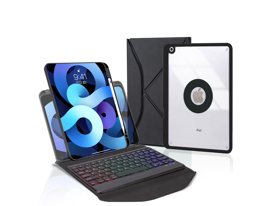 Lurelia Capa Com Teclado Bluetooth Para Ipad 8 10.2 Com Teclado Dividido Retroiluminação 3 Cores
