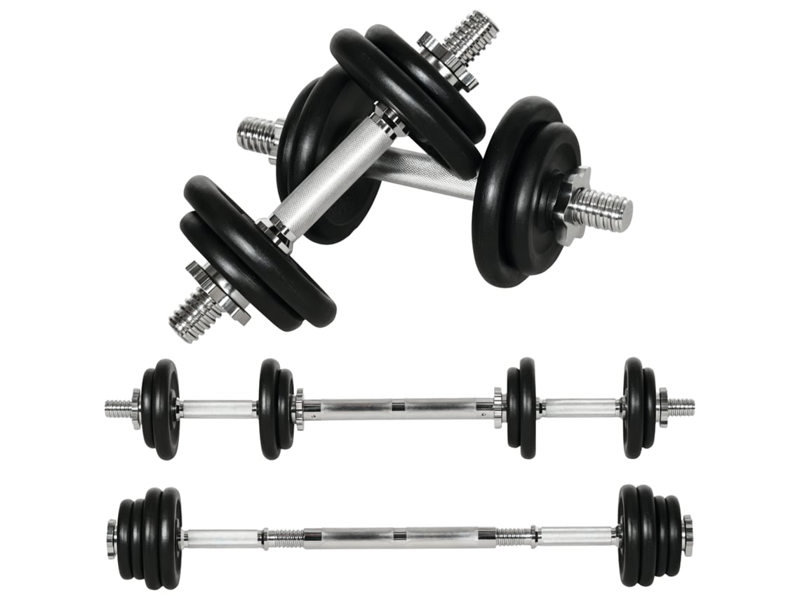 Halteres Kurzhantel e Barra Longa BTFORUS 20kg, ferro inox, 95x16x16cm