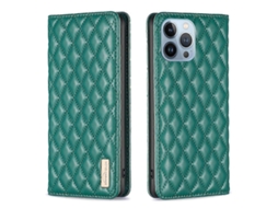 Lurelia Capa Flip Iphone 13 Pro Couro Tpu Magnética Verde