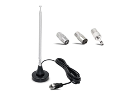 Antena FM ZYBLSSBB interna, telescópica, base magnética, cabo 3m, 75 Ohm, DAB+