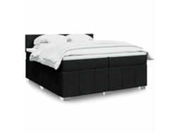 Vidaxl Cama Com Molas/colchão 200x200 Cm Tecido Preto