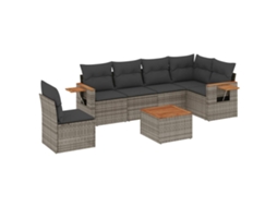 Conjunto de 7 Sofás para Jardim com Almofadões Vime Pe Cinzento MAISON EXCLUSIVE (7 pcs)