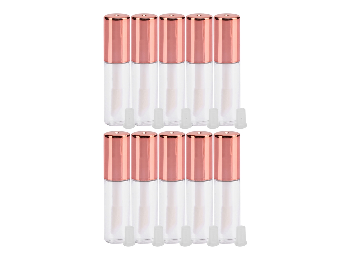 10pcs Tubos De Gloss Labial De Ouro Rosa Diy 1.2ml Para Armazenamento E Portátil