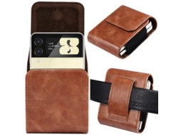 Capa De Couro Para Samsung Galaxy Z Flip 4, Com Presilha Para Cinto Marrom Panoona