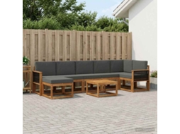 Vidaxl Conjunto De Sofás Para Exterior 8 Unid. Natural E Antracite