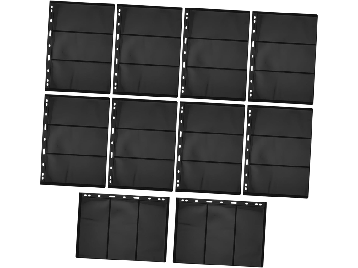 Healifty Lote De 10 Feuilles Intérieures Noires Recto - Verso Para Álbum De Coleção De Timbres 3 Rangées