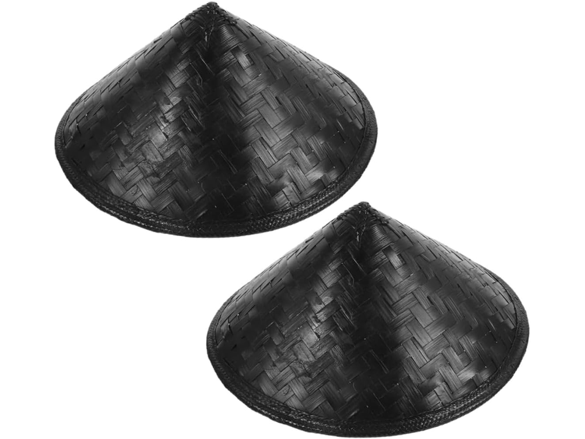 Conjunto De 2 Chapéus De Samurai Estilo Japonês Em Bambu Preto