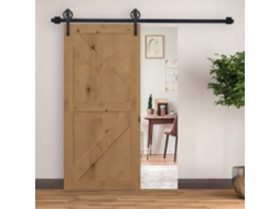 Kit De Trilho Preto Em Aço Para Porta De Correr, 200cm, Compatível Com Folhas De 34 A 40mm