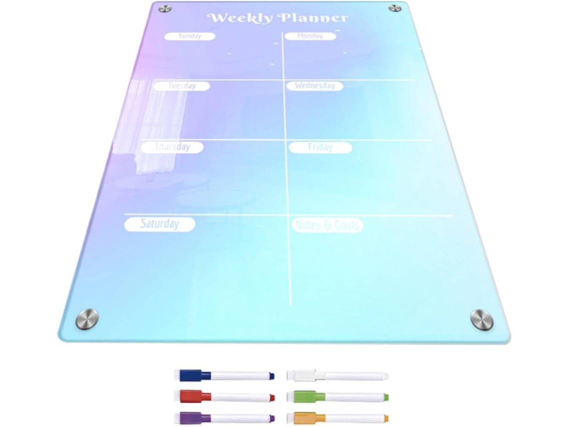Tableau De Planification Magnétique Décoratif Blanc Em Acrylique Planificador De Repas Para Notas Sem Résidu