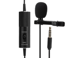 Microfone Lavalier Pinça Universal 5.8m para Celular Câmera Anti-ruído Omnidirecional Preto