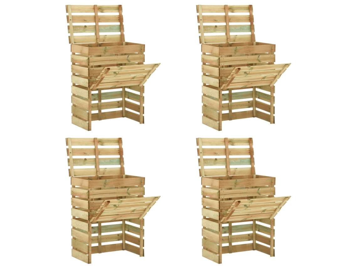 Vidaxl Caixa De Compostagem Ripada 4 Pcs 80x50x100cm Pinho Impregnado