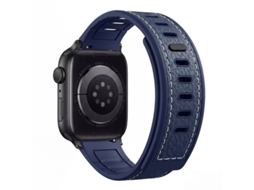 Pulseira De Silicone Com Textura Couro, Revestida Em Couro Sintético, Com Fecho Magnético, Compatível Com Apple Watch 42 44