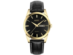 Reloj De Cuero Analógico De Acero Redondo Para Hombre Con Cristal De Quartzo