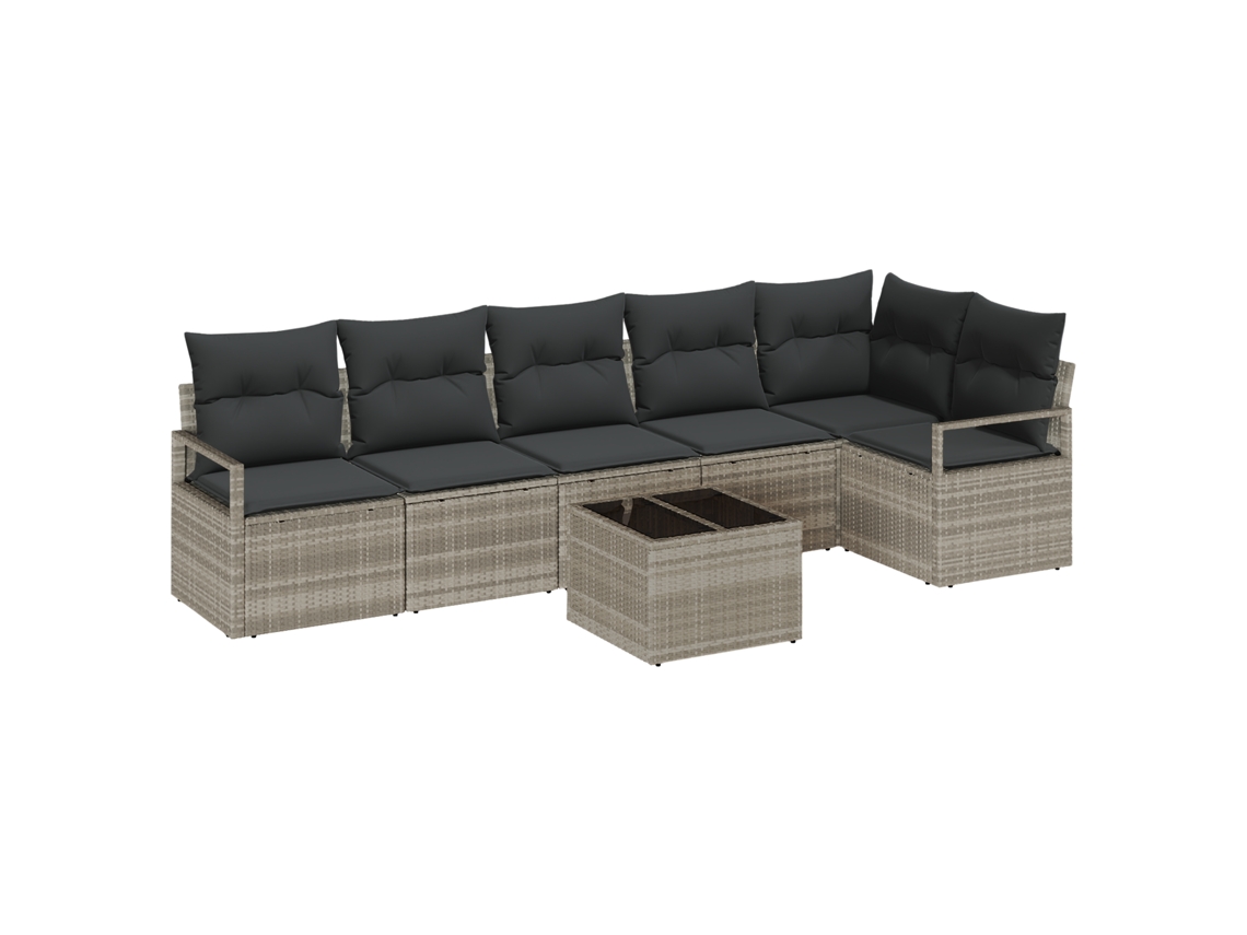 Conjunto 7 Móveis Para Exterior Vidaxl Cinzento-claro Vime Pe (287 X 122 X 85 Cm)