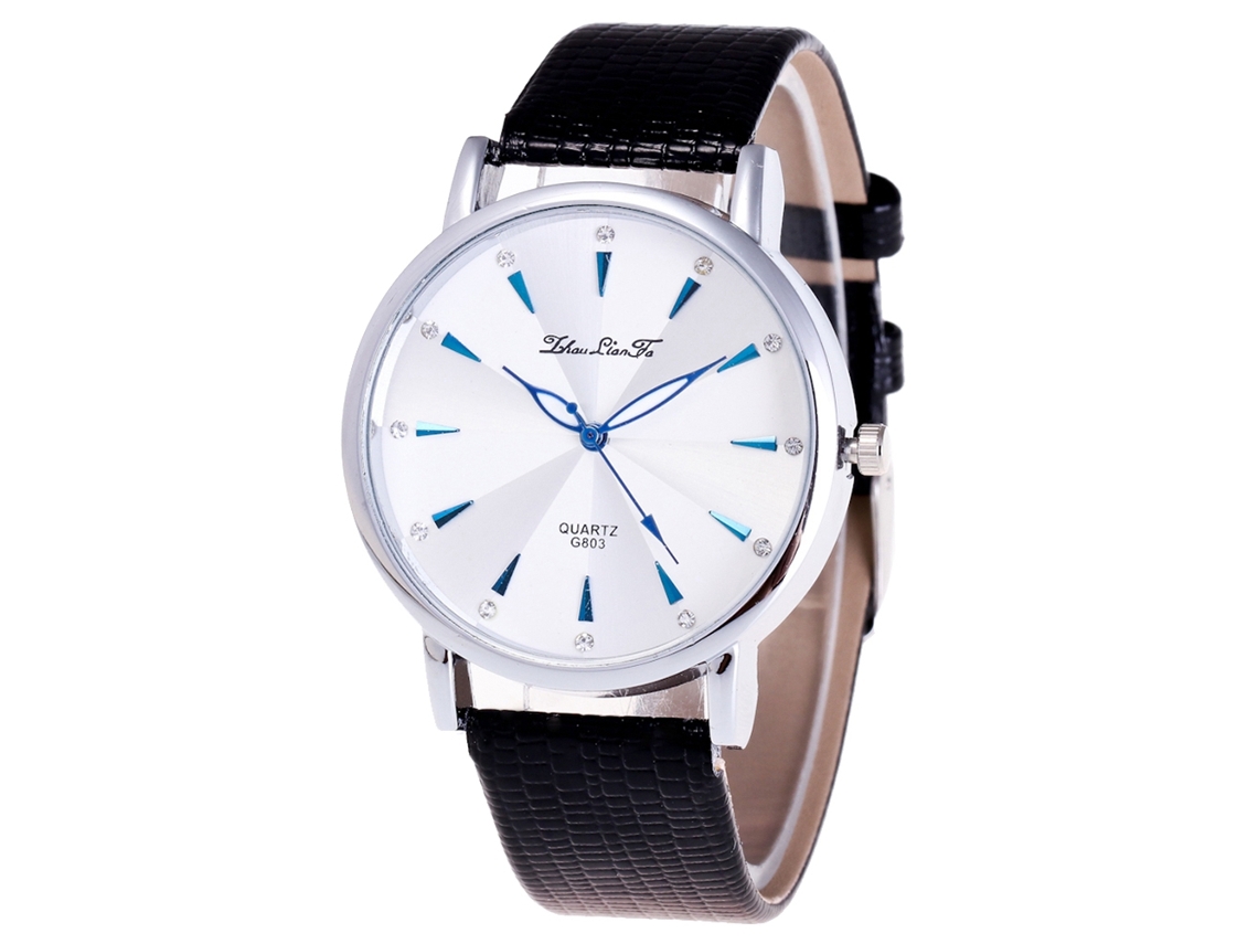 Reloj De Cuarzo Con Correa De Cuero Pu, Dial Redondo, Moda, Para Mujer (negro)