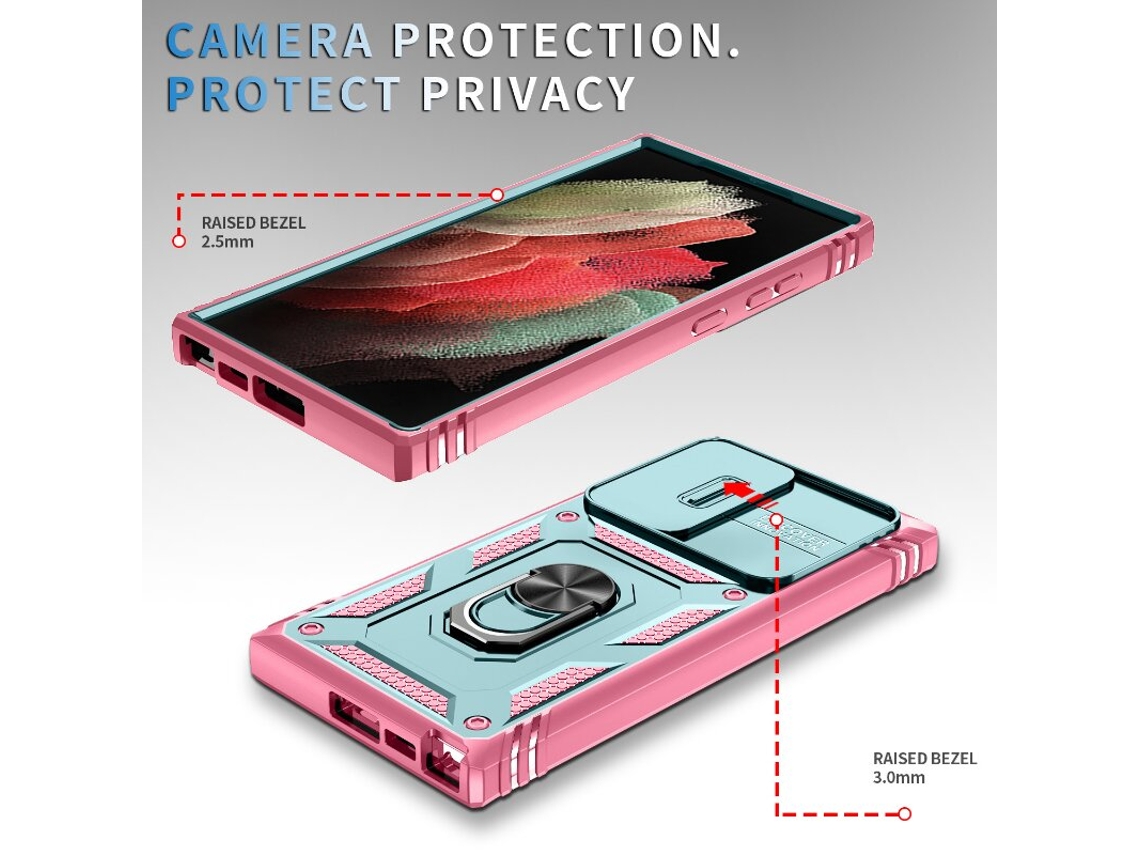 Capa Protetora Multicamadas À Prova De Choque Para Telemóvel Com Suporte De Anel Em Metal, Capa Rígida Pctpu Para Samsung Galaxy S23 Ultra.