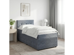 Vidaxl Cama Box Spring Com Colchão Cinzento-escuro 90 X 190 Cm Veludo
