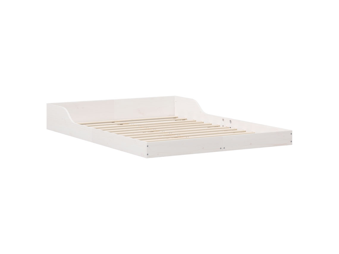 Conjunto 1 Estrado De Cama Plataforma Vidaxl Branco Madeira De Pinho Maciça (140 X 190 Cm)