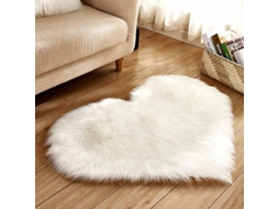 Alfombra Falsa Piel De Oveja Antideslizante Para Dormitorio Suave Poliéster Alfombrilla Multiusos Blanco