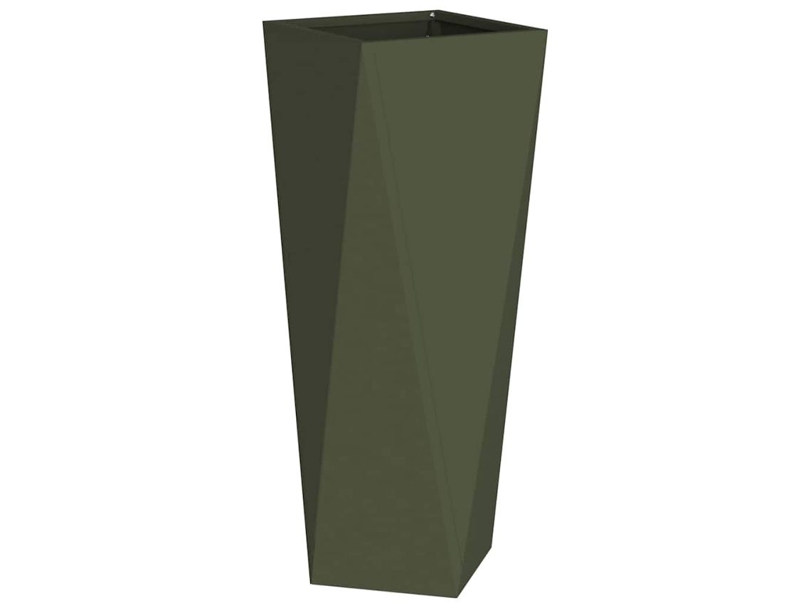 Floreira - Vaso Jardim Verde Oliva 30 X 30 X 75 Cm Aço HARLANV1
