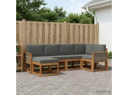 Vidaxl Conjunto De Sofás Para Exterior 6 Unid. Natural E Antracite