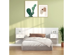 Vidaxl Cabeceira Cama + Armários Madeira Processada Branco