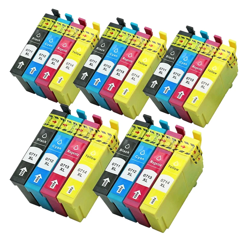 Conjunto De 5 Peças Nº T0711 T0712 T0713 T0714 Para Epson Stylus Dx4000 Dx4050 Dx4400 Dx5000 Dx4450 Dx5050 Dx6000 Dx6050 Sx110 Sx215