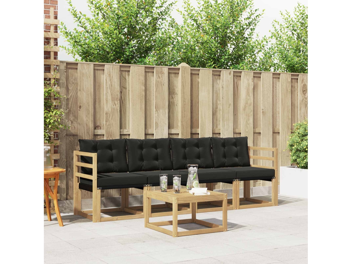 Vidaxl Conjunto De Sofás Para Exterior 5 Pcs Branco E Preto