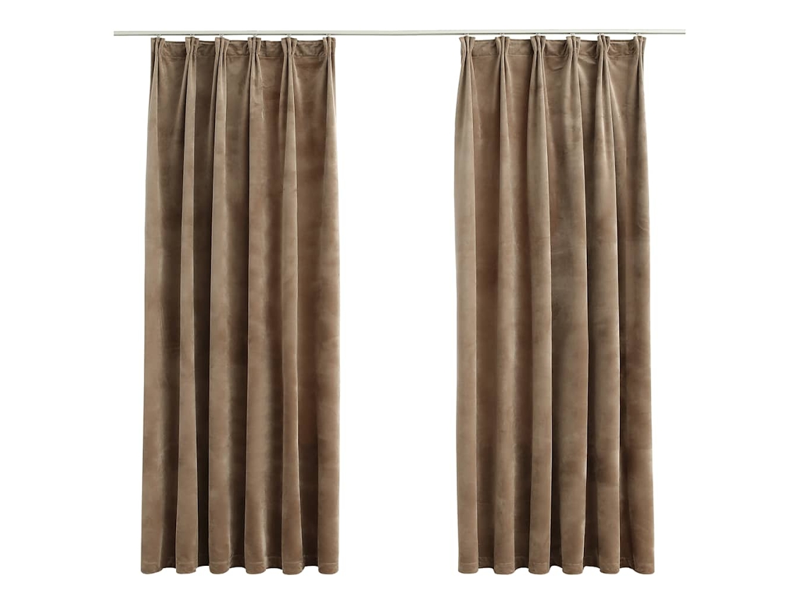 Maison Exclusive - Cortinas Blackout Com Ganchos 2 Pcs 140x175 Cm Veludo Bege