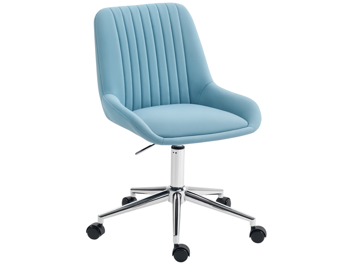 Cadeira de Escrivaninha Ajustável em Altura com 5 Rodízios. Feito de Silicone de Pu. Espuma e Aço. 52x58x80 90 Cm. Azul Ge