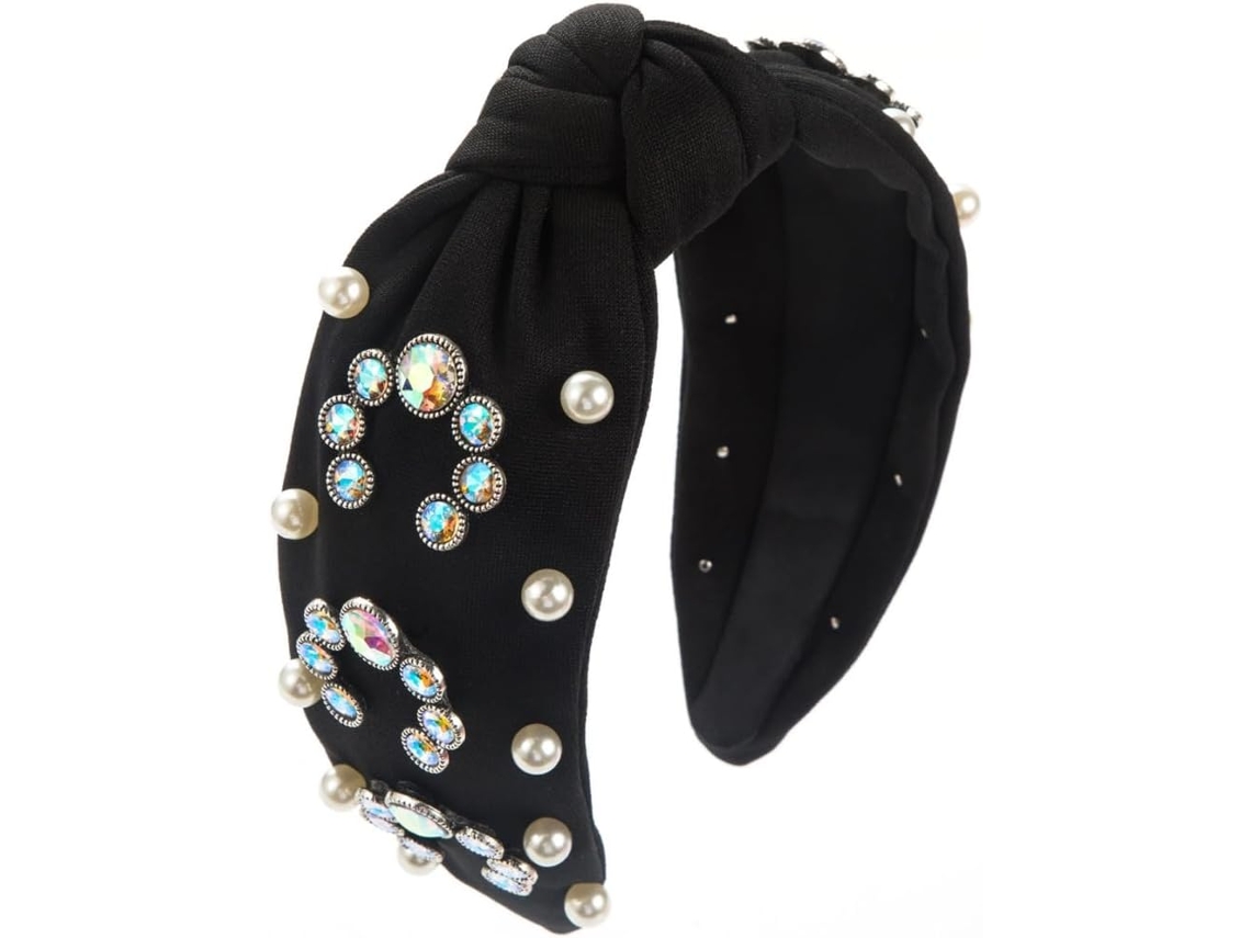 Tiara Feminina SFUSHOS com Nó, Pérolas e Strass