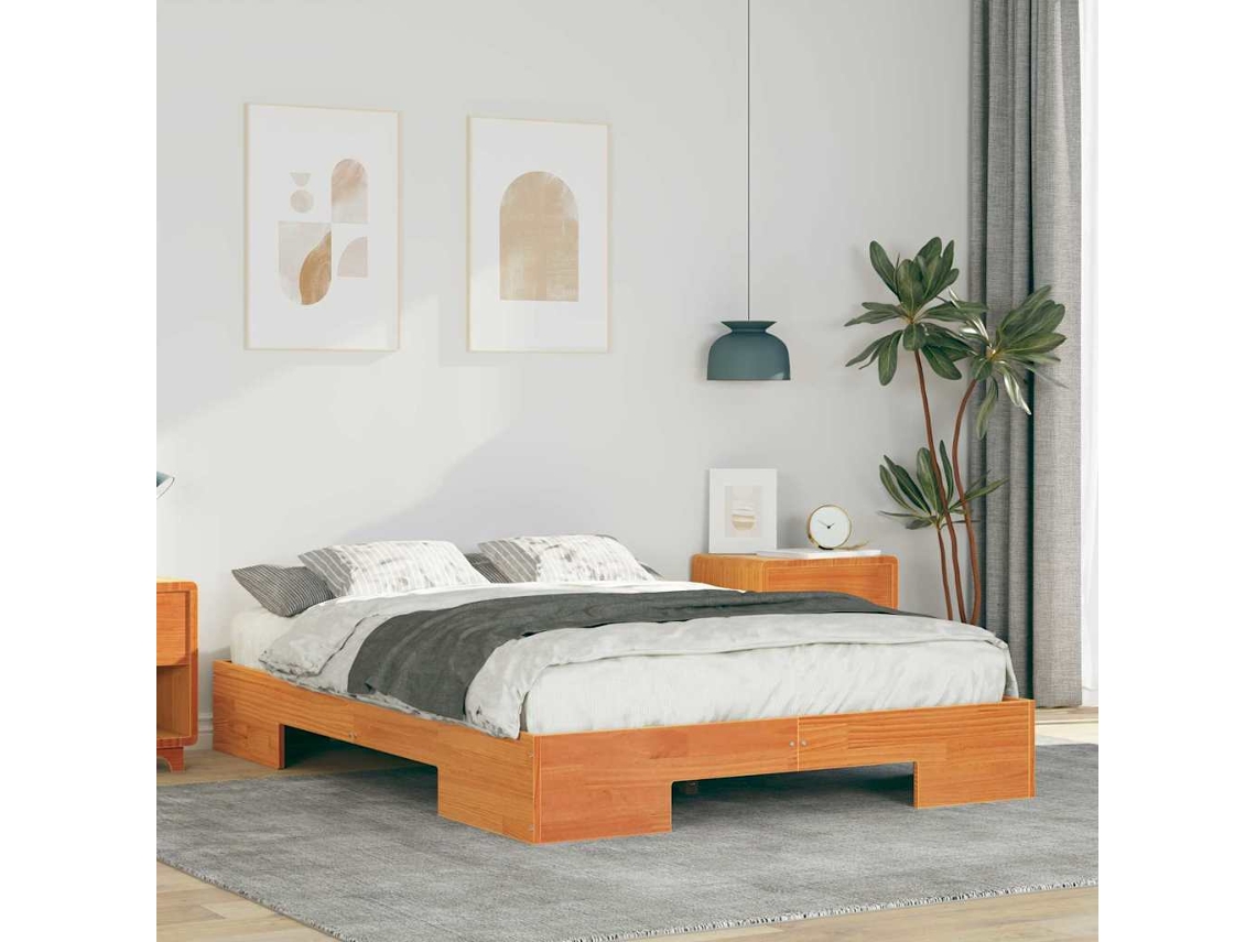 Vidaxl Estrutura da Cama Castanho 135 X 190 Cm