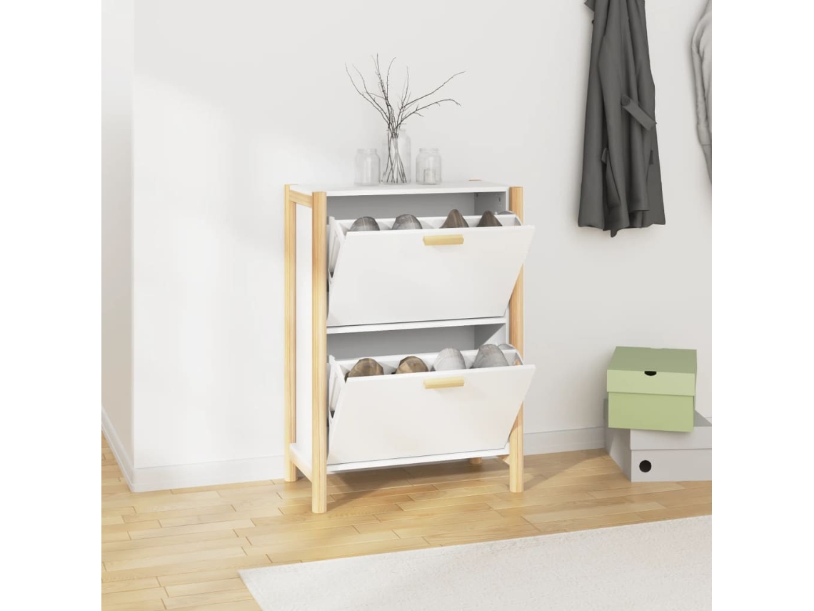 Vidaxl Sapateira 57,5x33x80 Cm Derivados De Madeira Branco